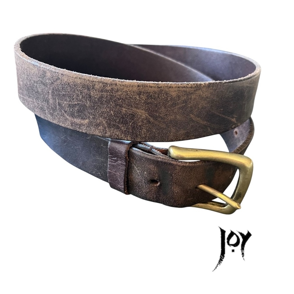 Vintage Leather Belt with Brass Buckle